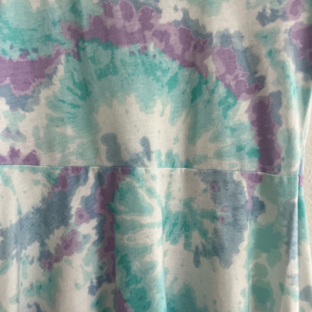 Blue and Green tye-dye Casual Sundress with Scoop Neck - Picture 14 of 16